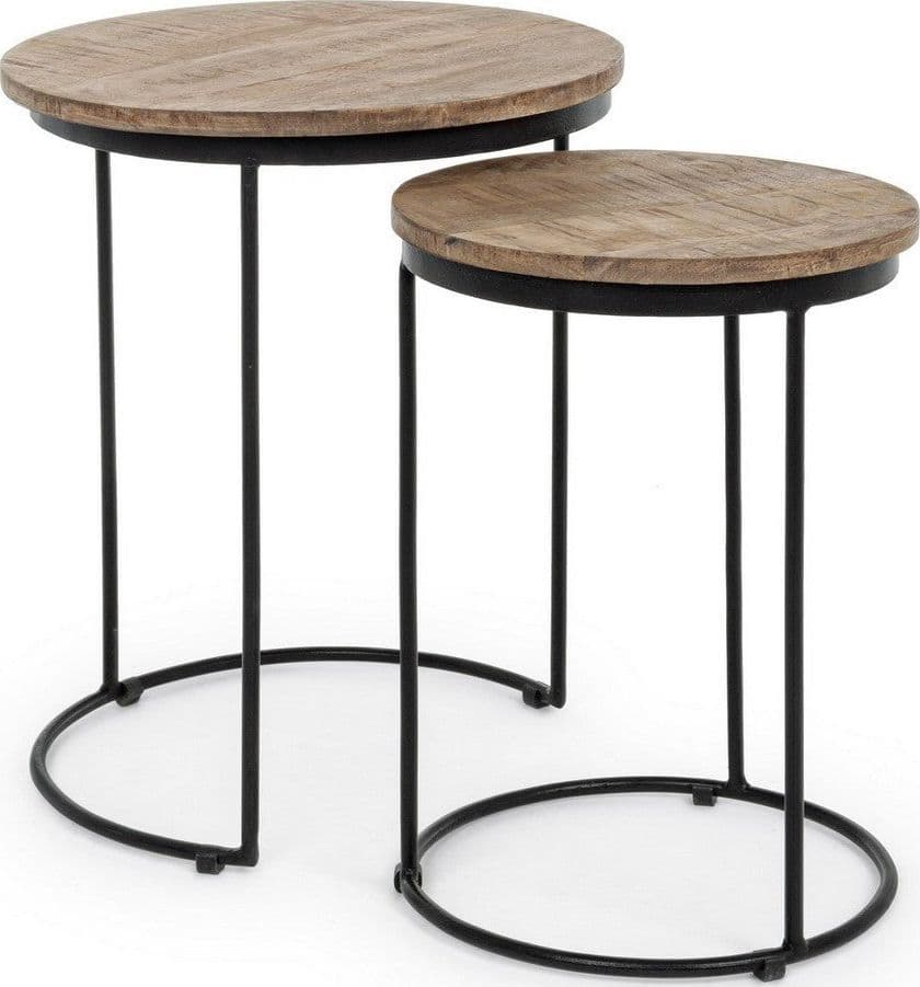 Tavolino "Walton" struttura in acciaio e pano in legno di mango per arredamento in Console e tavoli da divano Decor Space - Altamura, commercioVirtuoso.it