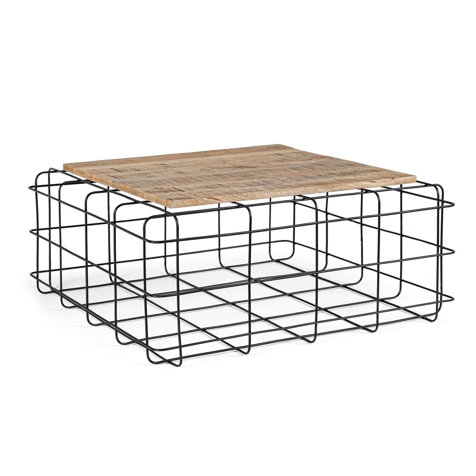 Tavolino "Trellis" struttura in acciaio piano in legno di mango per arredamento in Console e tavoli da divano Decor Space - Altamura, commercioVirtuoso.it