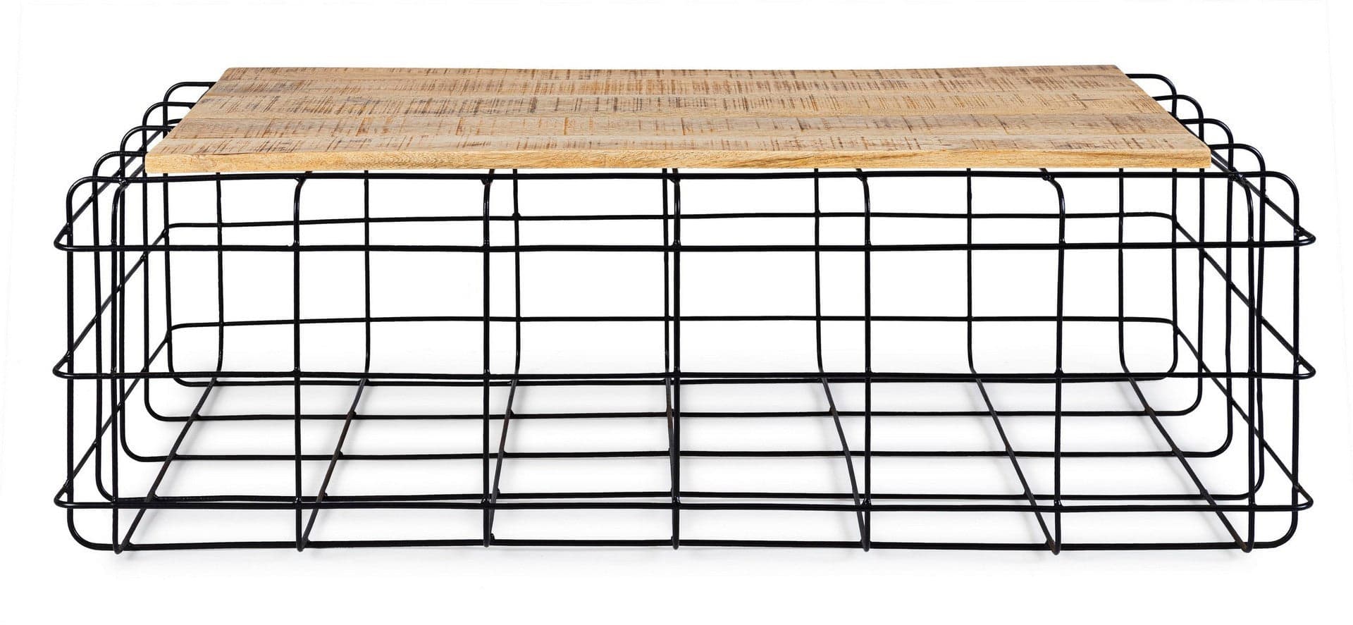 Tavolino "Trellis" struttura in acciaio piano in legno di mango per arredamento in Console e tavoli da divano Decor Space - Altamura, commercioVirtuoso.it