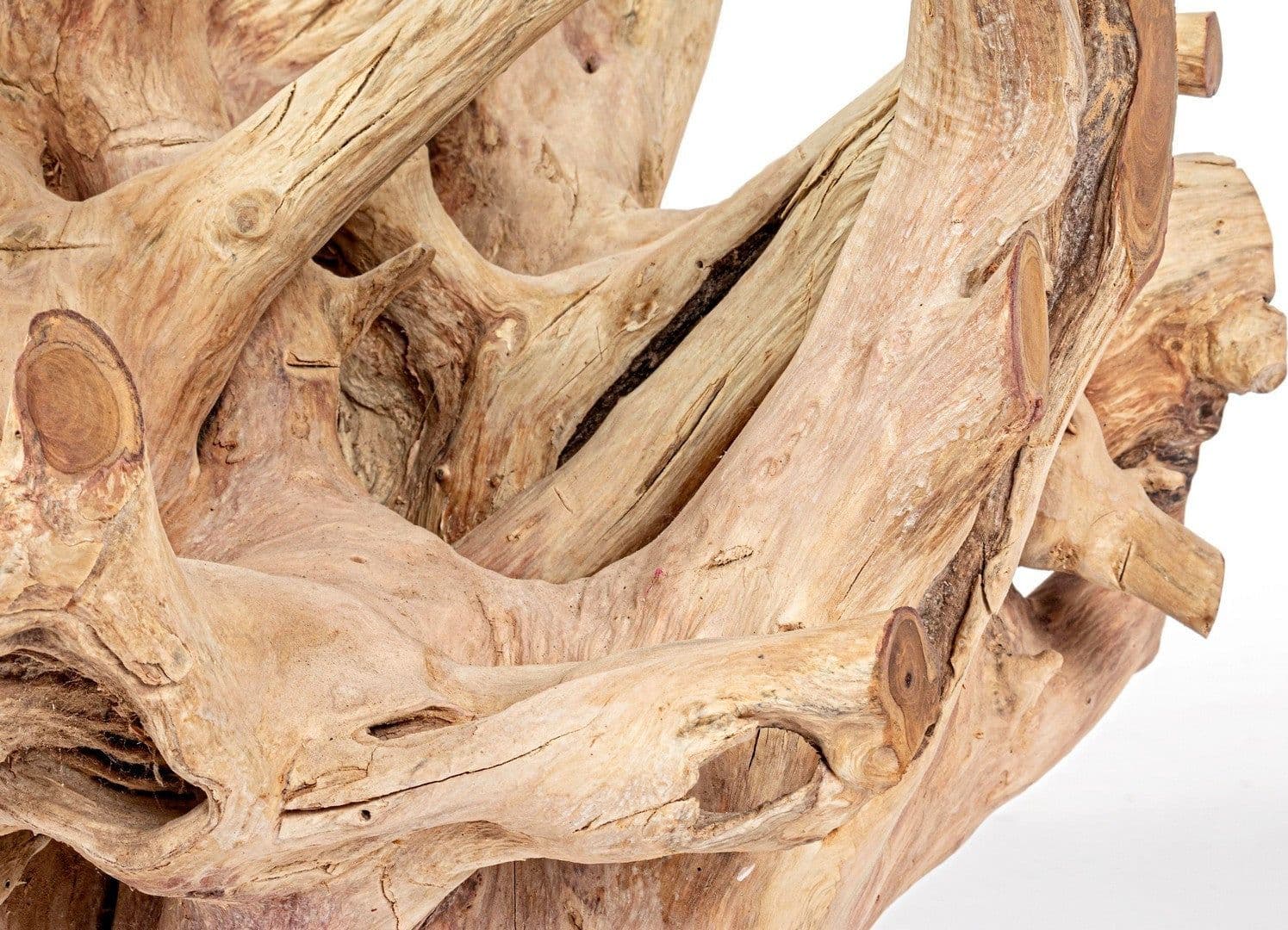 Tavolino "Rosalind" struttura in radici di teak e piano in vetro per interni in Console e tavoli da divano Decor Space - Altamura, commercioVirtuoso.it
