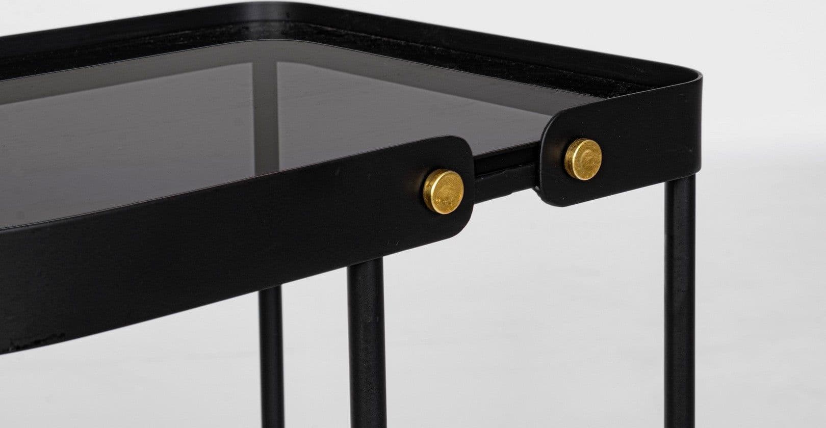 Tavolino "Zeina" struttura in acciaio piano in vetro temperato per arredamento in Console e tavoli da divano Decor Space - Altamura, commercioVirtuoso.it