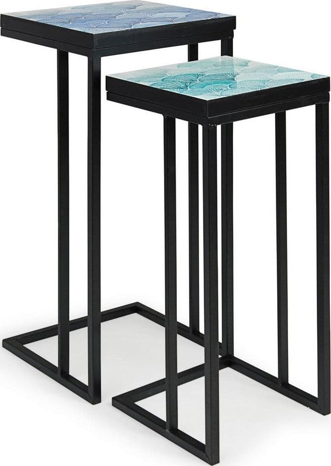 Tavolini "Reef" struttura in acciaio per arredamento set da 2 in Console e tavoli da divano Decor Space - Altamura, commercioVirtuoso.it