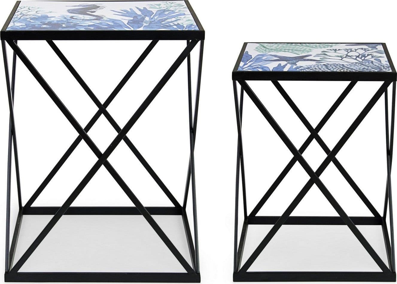 Tavolini "Reef" struttura in acciaio per arredamento set da 2 in Console e tavoli da divano Decor Space - Altamura, commercioVirtuoso.it