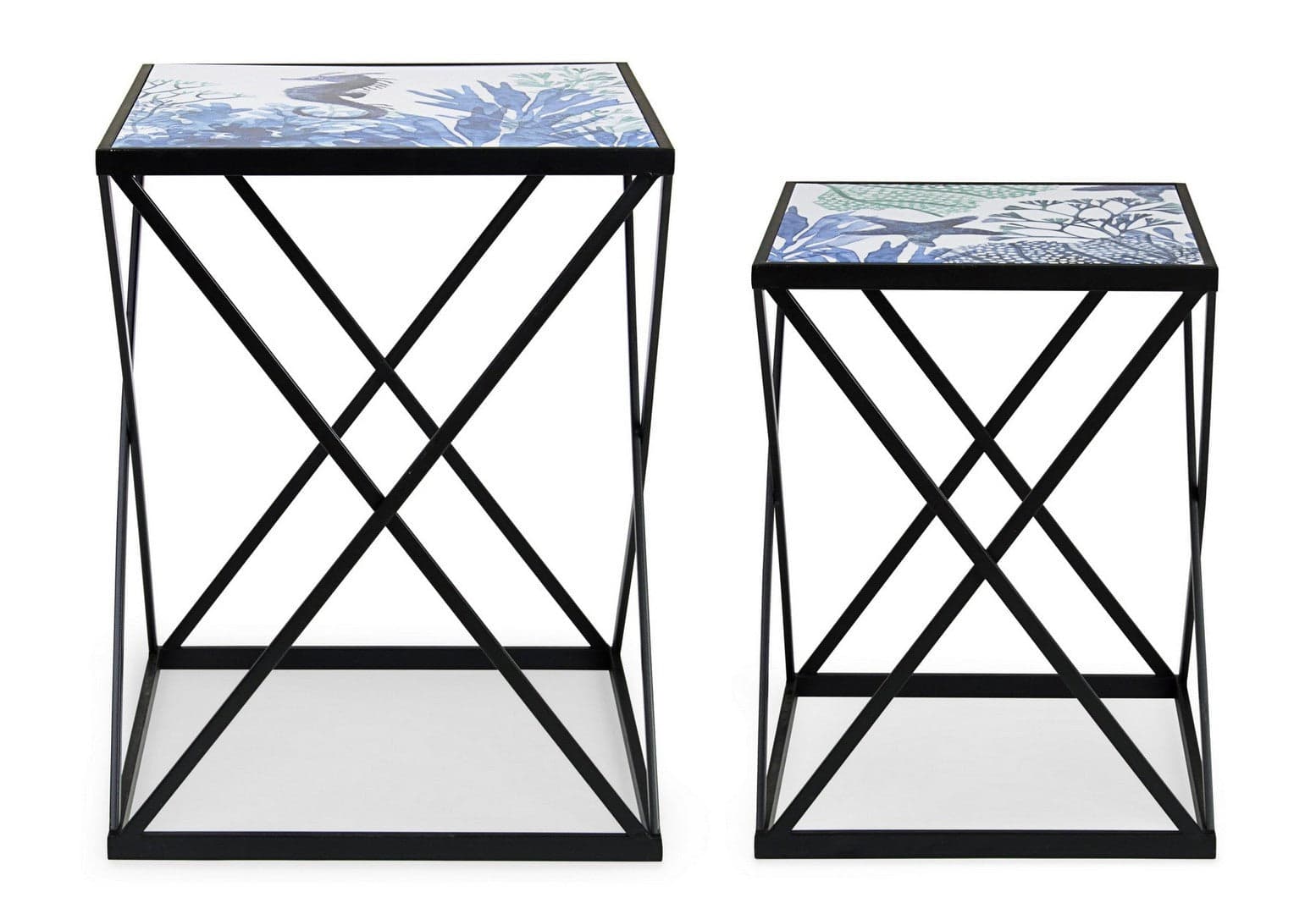 Tavolini "Reef" struttura in acciaio per arredamento set da 2 in Console e tavoli da divano Decor Space - Altamura, commercioVirtuoso.it