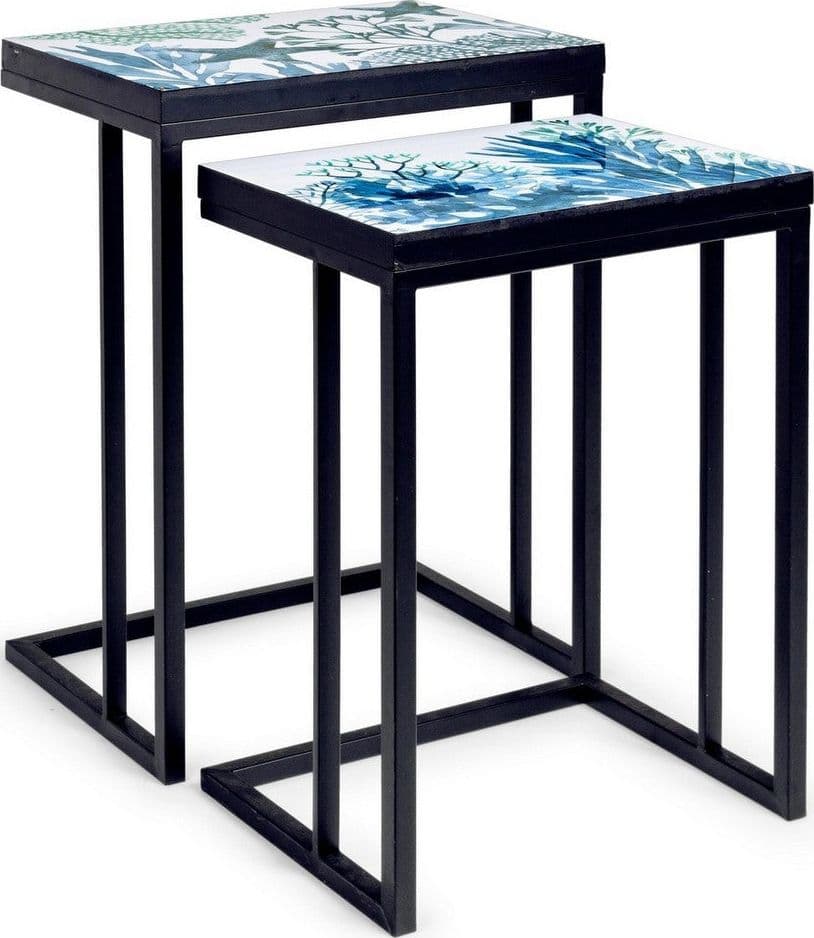 Tavolini "Reef" struttura in acciaio per arredamento set da 2 in Console e tavoli da divano Decor Space - Altamura, commercioVirtuoso.it