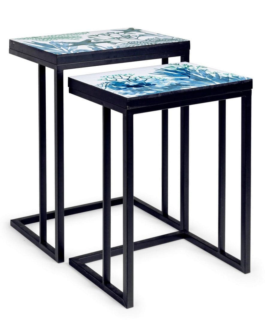 Tavolini "Reef" struttura in acciaio per arredamento set da 2 in Console e tavoli da divano Decor Space - Altamura, commercioVirtuoso.it