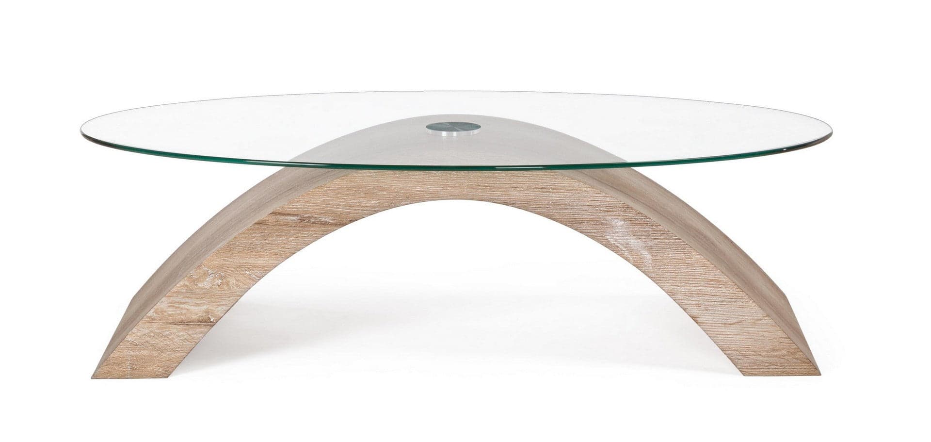 Tavolino "Kenya" ovale gambe in MDF e paino in vetro per interni in Console e tavoli da divano Decor Space - Altamura, commercioVirtuoso.it