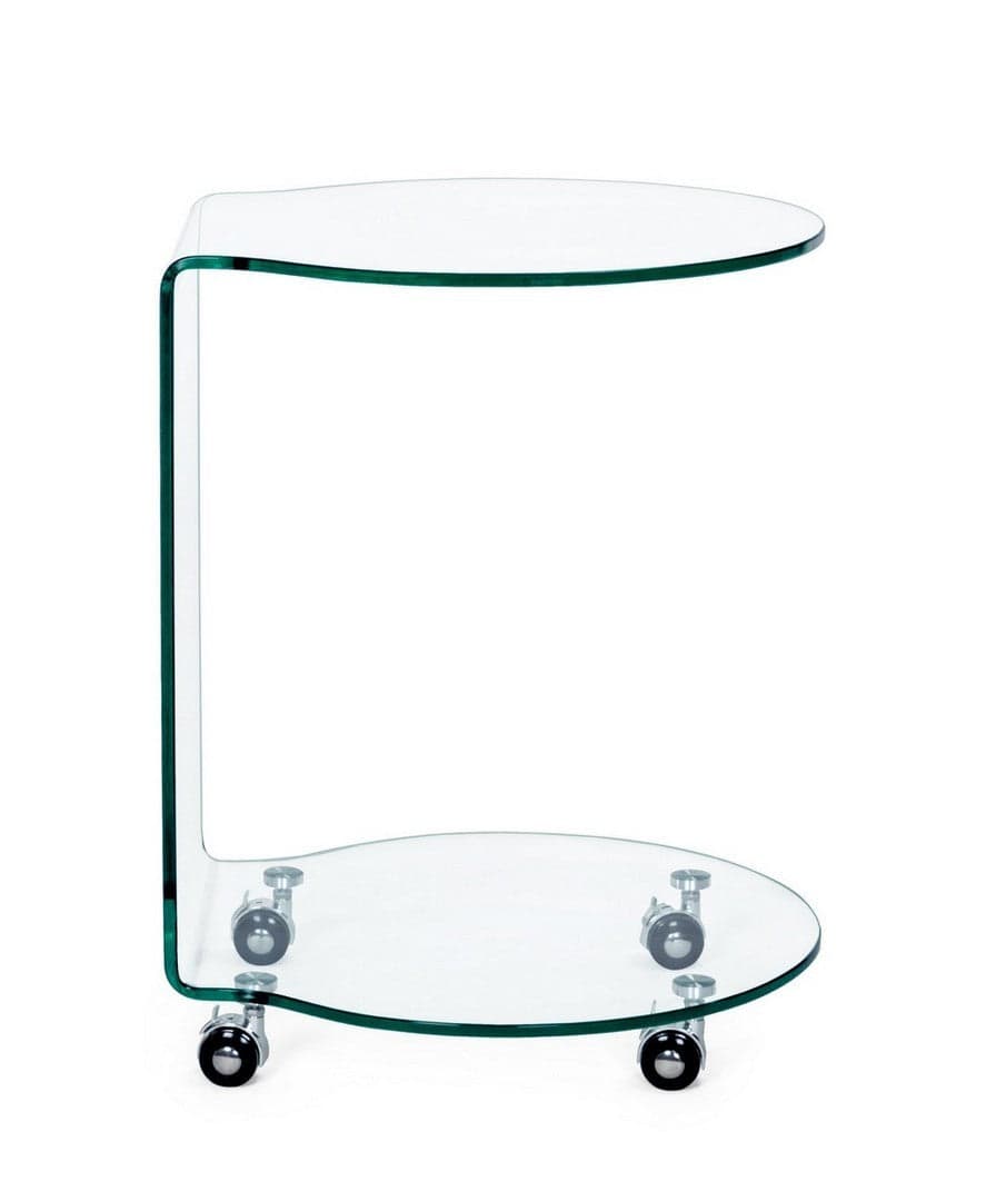 Tavolino "Iride" struttura in vetro con ruote per interni in Console e tavoli da divano Decor Space - Altamura, commercioVirtuoso.it