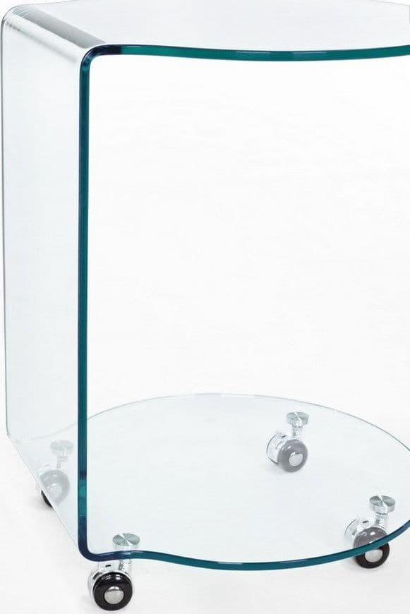 Tavolino "Iride" struttura in vetro con ruote per interni in Console e tavoli da divano Decor Space - Altamura, commercioVirtuoso.it