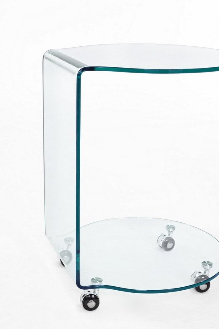 Tavolino "Iride" struttura in vetro con ruote per interni in Console e tavoli da divano Decor Space - Altamura, commercioVirtuoso.it