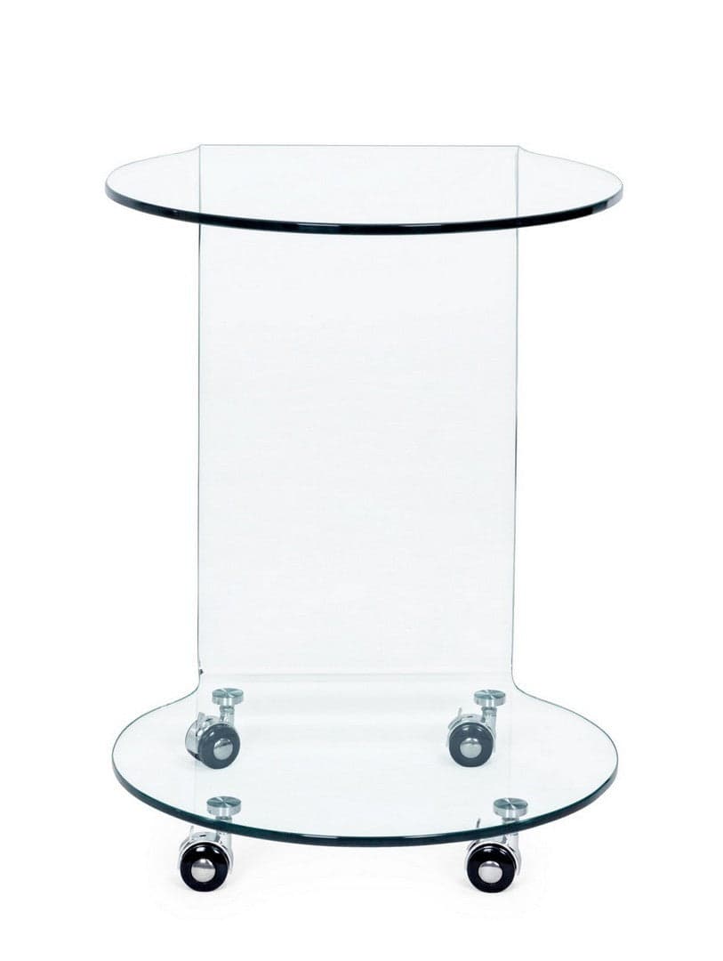 Tavolino "Iride" struttura in vetro con ruote per interni in Console e tavoli da divano Decor Space - Altamura, commercioVirtuoso.it