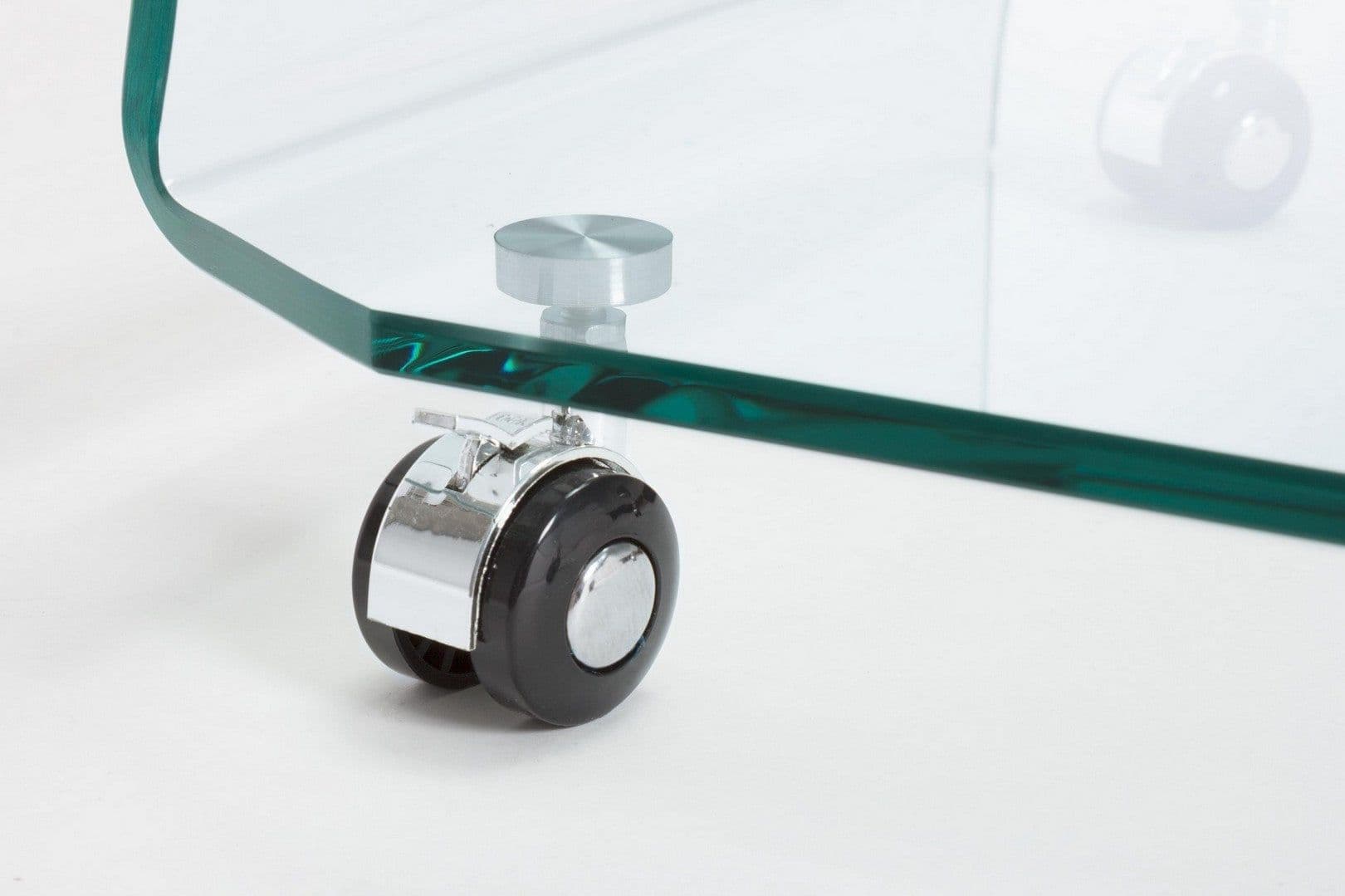 Tavolino "Iride" struttura in vetro con ruote per interni in Console e tavoli da divano Decor Space - Altamura, commercioVirtuoso.it