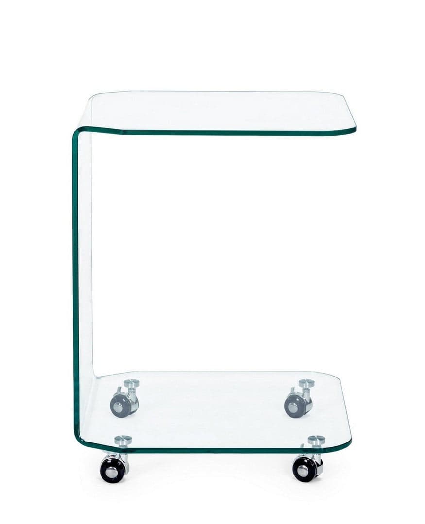 Tavolino "Iride" struttura in vetro con ruote per interni in Console e tavoli da divano Decor Space - Altamura, commercioVirtuoso.it