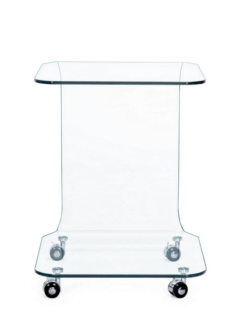 Tavolino "Iride" struttura in vetro con ruote per interni in Console e tavoli da divano Decor Space - Altamura, commercioVirtuoso.it