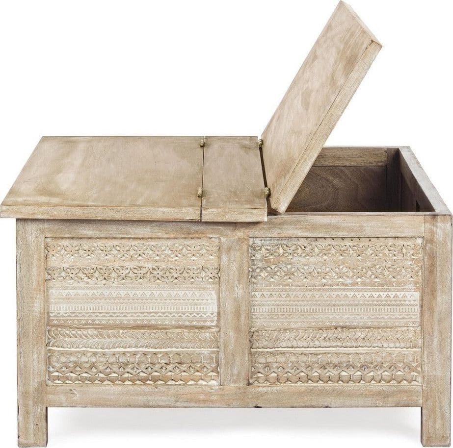 Tavolino "Mayra" struttura in legno di mango con contenitore per interni in Console e tavoli da divano Decor Space - Altamura, commercioVirtuoso.it