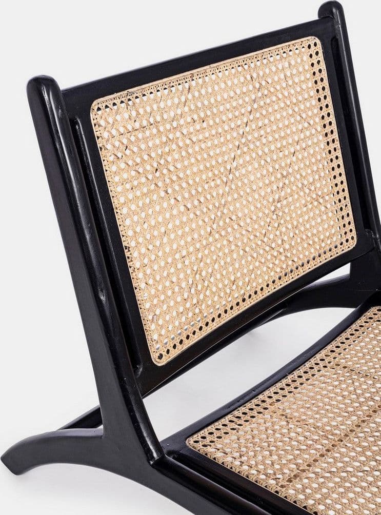 Poltrona "Mabel" struttura in legno teak seduta e schienale con intreccio in rattan per interno in Poltrone Decor Space - Altamura, commercioVirtuoso.it