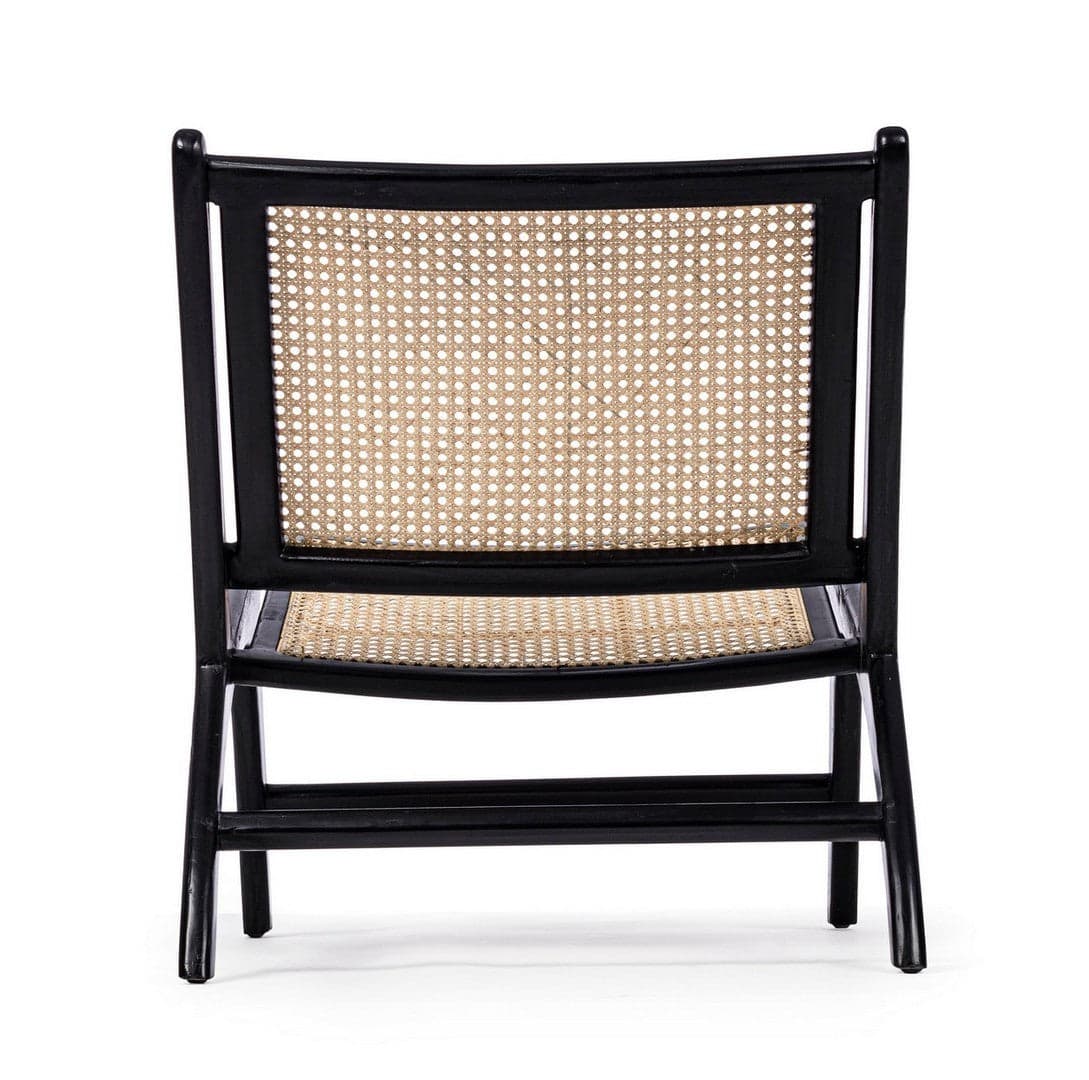 Poltrona "Mabel" struttura in legno teak seduta e schienale con intreccio in rattan per interno in Poltrone Decor Space - Altamura, commercioVirtuoso.it