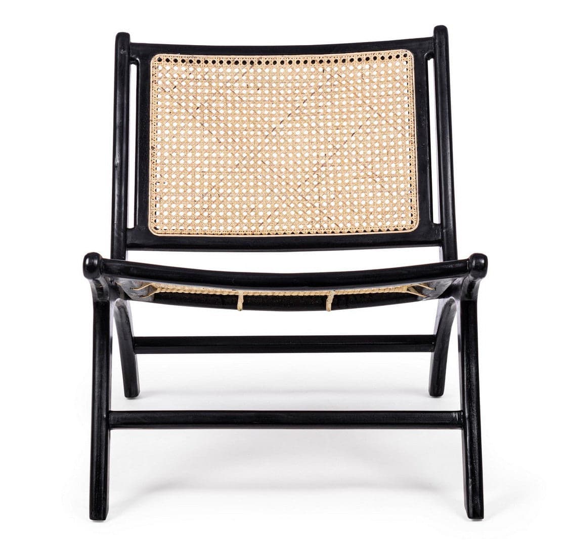 Poltrona "Mabel" struttura in legno teak seduta e schienale con intreccio in rattan per interno in Poltrone Decor Space - Altamura, commercioVirtuoso.it