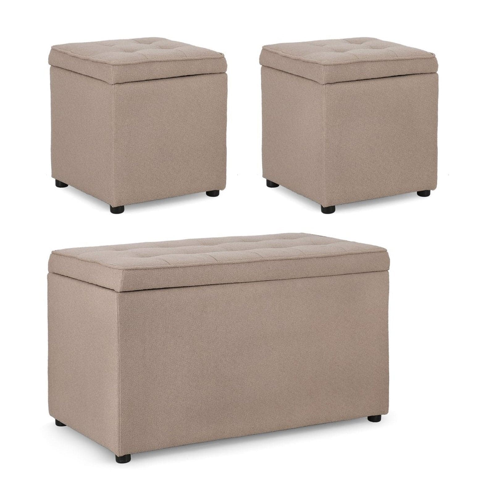 Pouf contenitore "Derrick" struttura in legno di pino rivestimento in poliestere per interno - 26