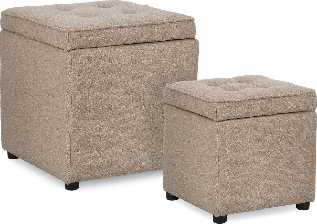 Pouf contenitore "Derrick" struttura in legno di pino rivestimento in poliestere per interno in Ottomane e poggiapiedi Decor Space - Altamura, commercioVirtuoso.it