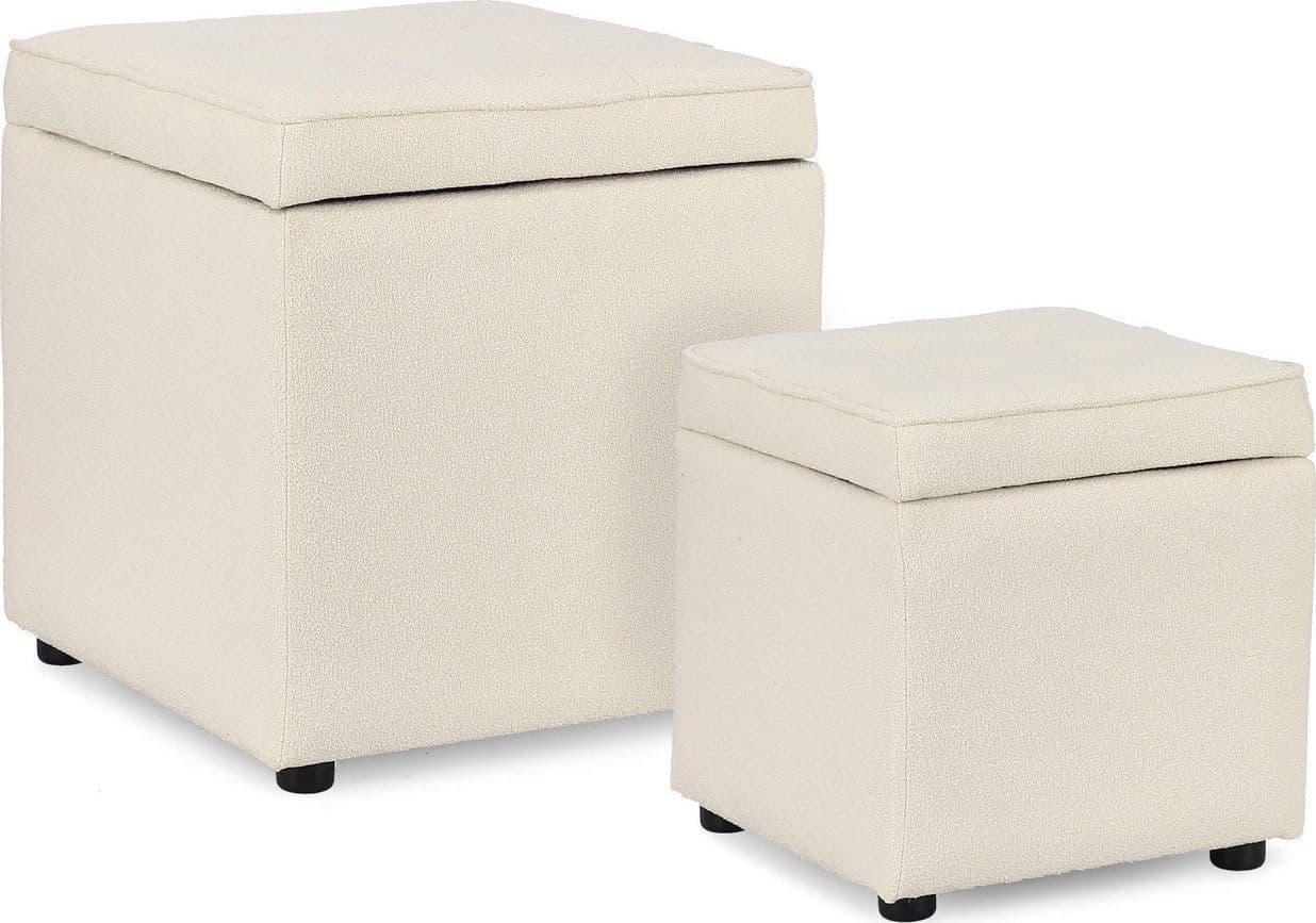 Pouf contenitore "Derrick" struttura in legno di pino rivestimento in poliestere per interno in Ottomane e poggiapiedi Decor Space - Altamura, commercioVirtuoso.it