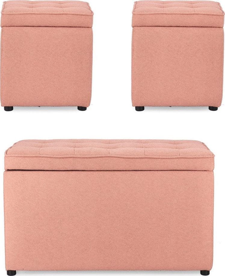 Pouf contenitore "Derrick" struttura in legno di pino rivestimento in poliestere per interno - 26