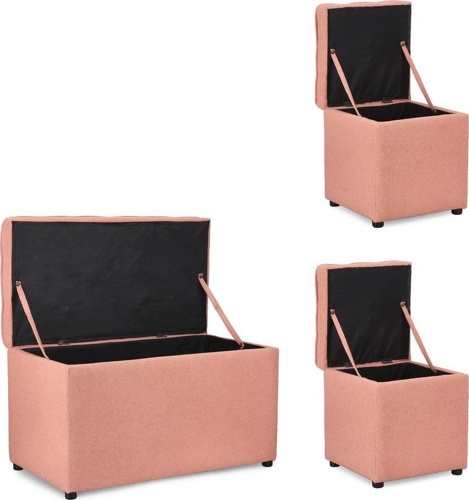 Pouf contenitore "Derrick" struttura in legno di pino rivestimento in poliestere per interno - 28
