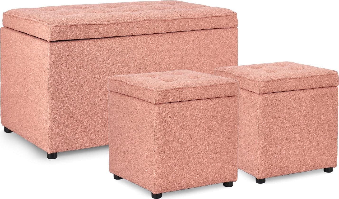Pouf contenitore "Derrick" struttura in legno di pino rivestimento in poliestere per interno - 29
