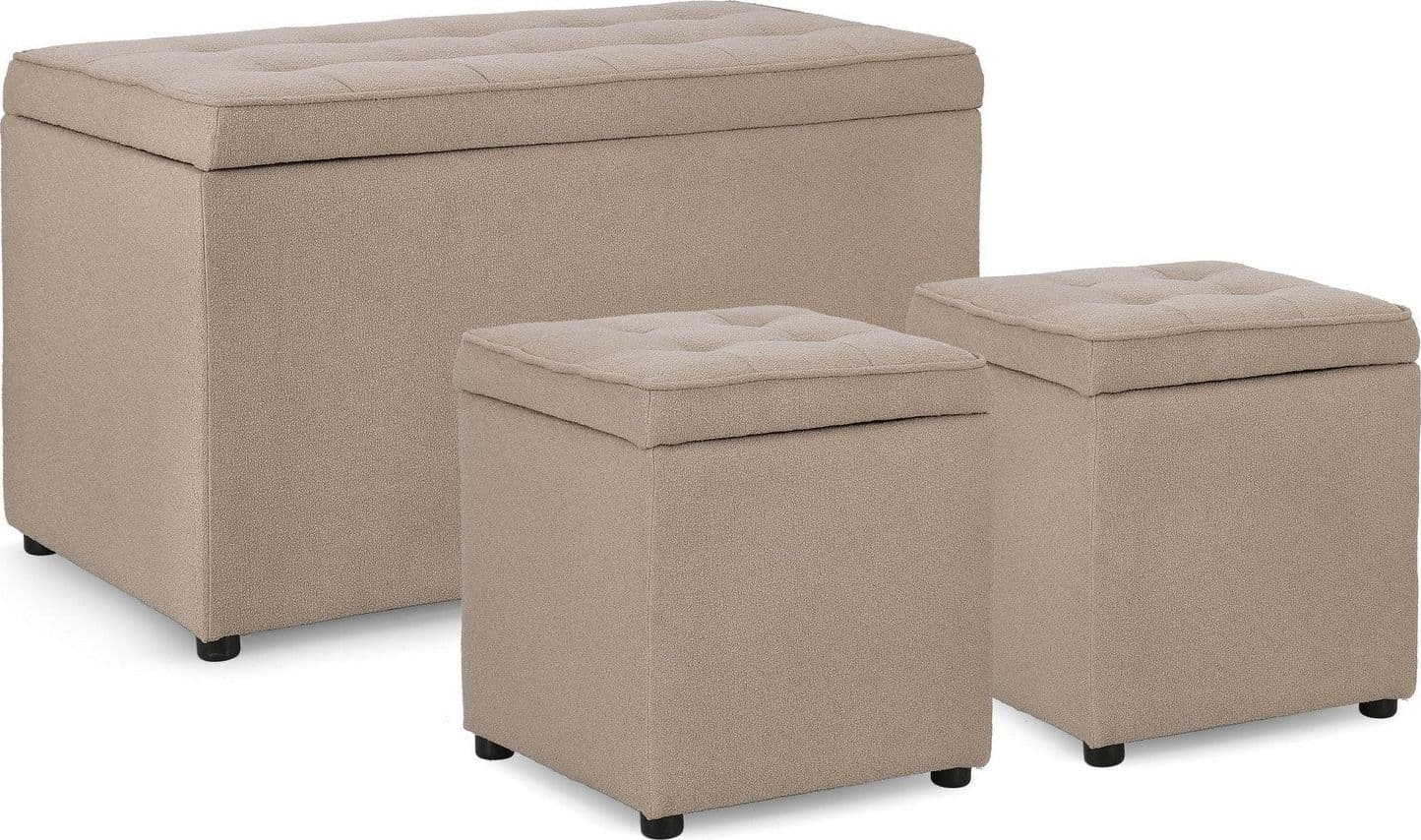 Pouf contenitore "Derrick" struttura in legno di pino rivestimento in poliestere per interno - 30