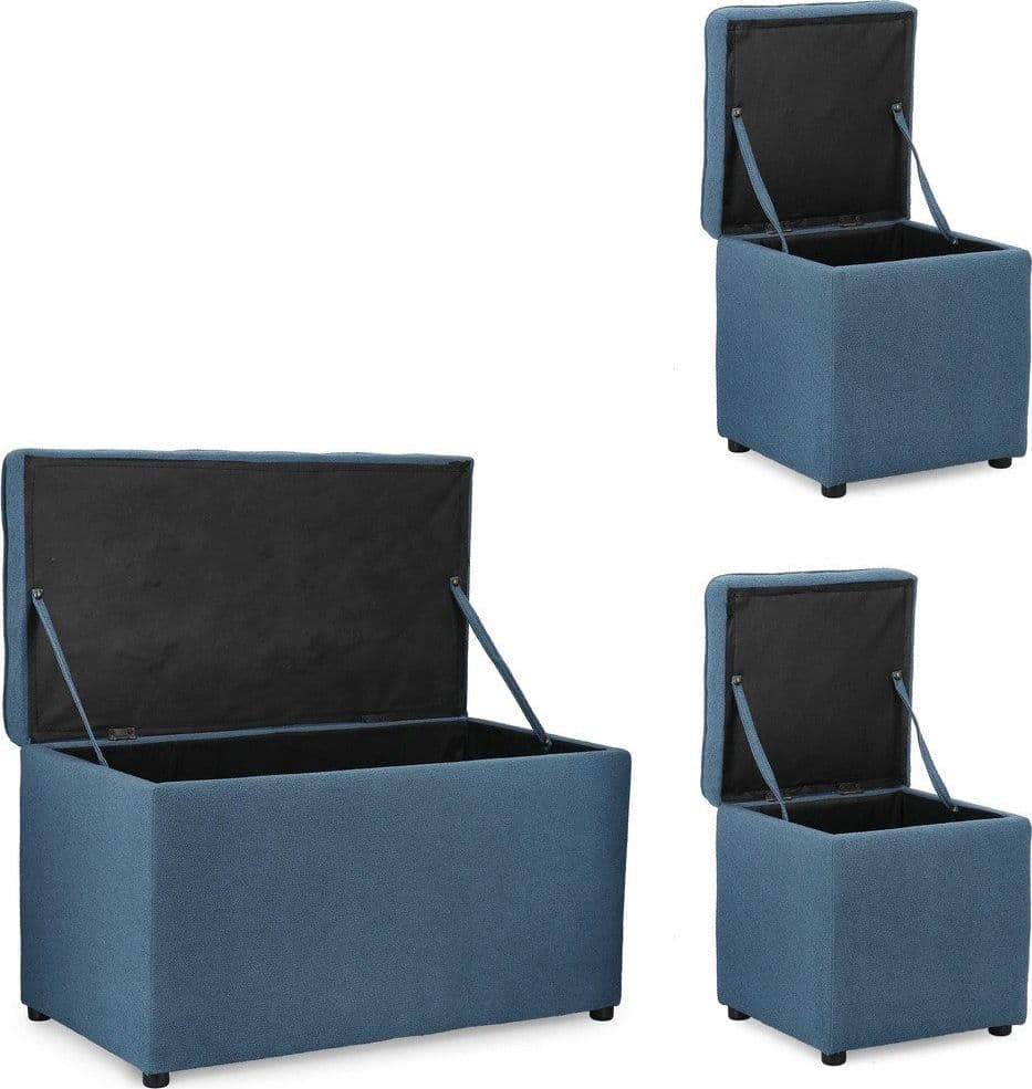 Pouf contenitore "Derrick" struttura in legno di pino rivestimento in poliestere per interno - 35