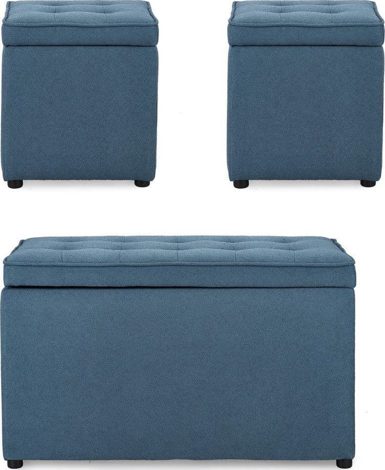 Pouf contenitore "Derrick" struttura in legno di pino rivestimento in poliestere per interno - 38