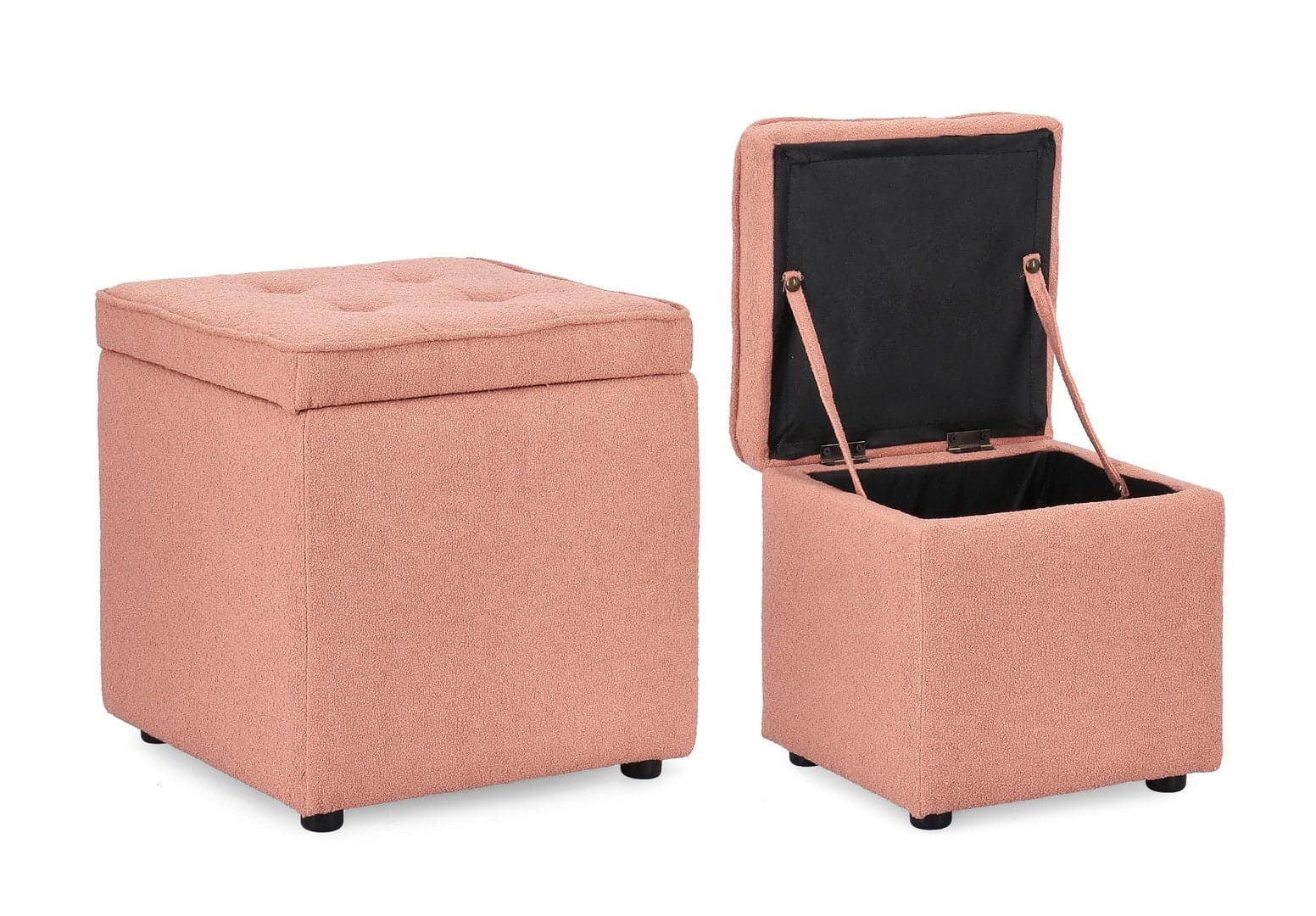 Pouf contenitore "Derrick" struttura in legno di pino rivestimento in poliestere per interno in Ottomane e poggiapiedi Decor Space - Altamura, commercioVirtuoso.it
