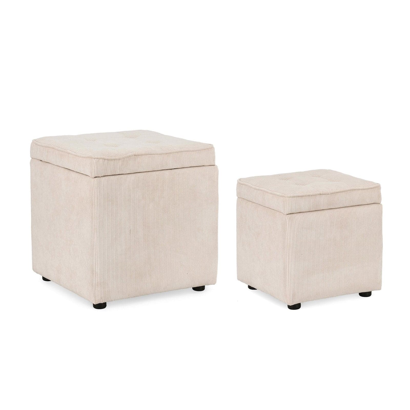 Pouf contenitore "Dylan" struttura in legno di pino rivestimento in poliestere per interno in Ottomane e poggiapiedi Decor Space - Altamura, commercioVirtuoso.it