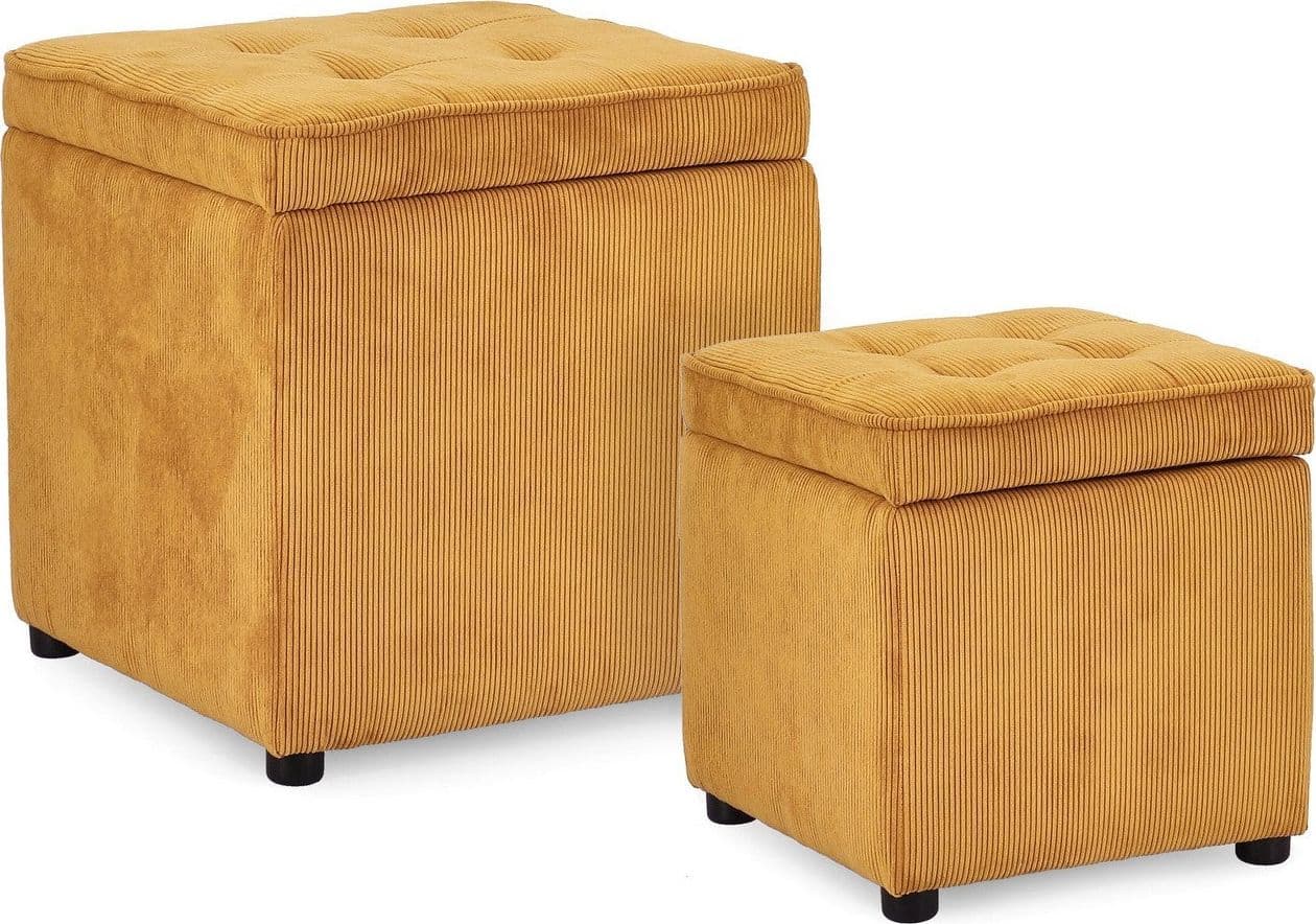 Pouf contenitore "Dylan" struttura in legno di pino rivestimento in poliestere per interno in Ottomane e poggiapiedi Decor Space - Altamura, commercioVirtuoso.it