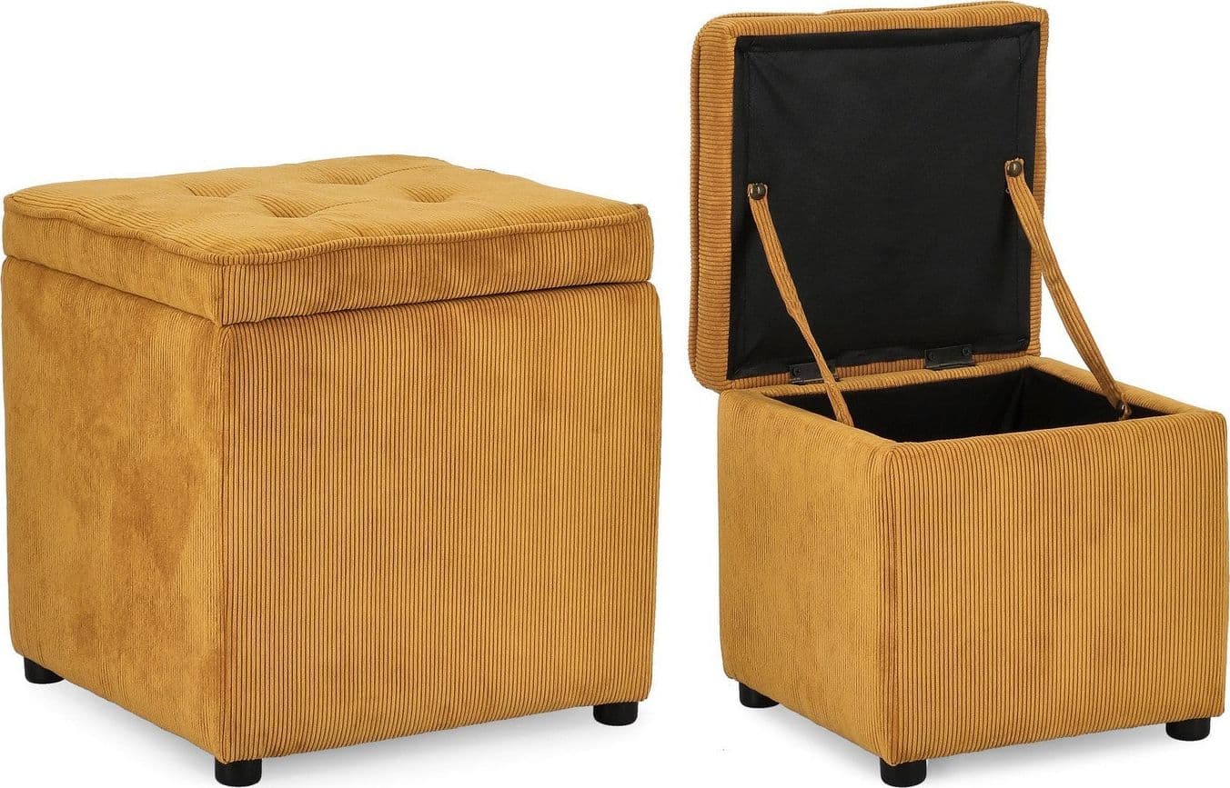 Pouf contenitore "Dylan" struttura in legno di pino rivestimento in poliestere per interno in Ottomane e poggiapiedi Decor Space - Altamura, commercioVirtuoso.it