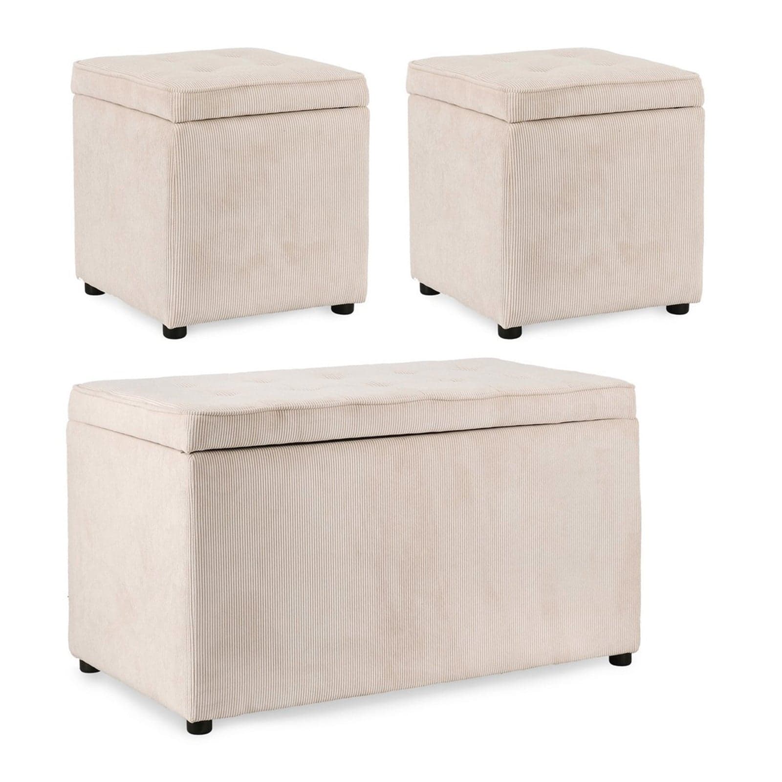 Pouf contenitore "Dylan" struttura in legno di pino rivestimento in poliestere per interno in Ottomane e poggiapiedi Decor Space - Altamura, commercioVirtuoso.it