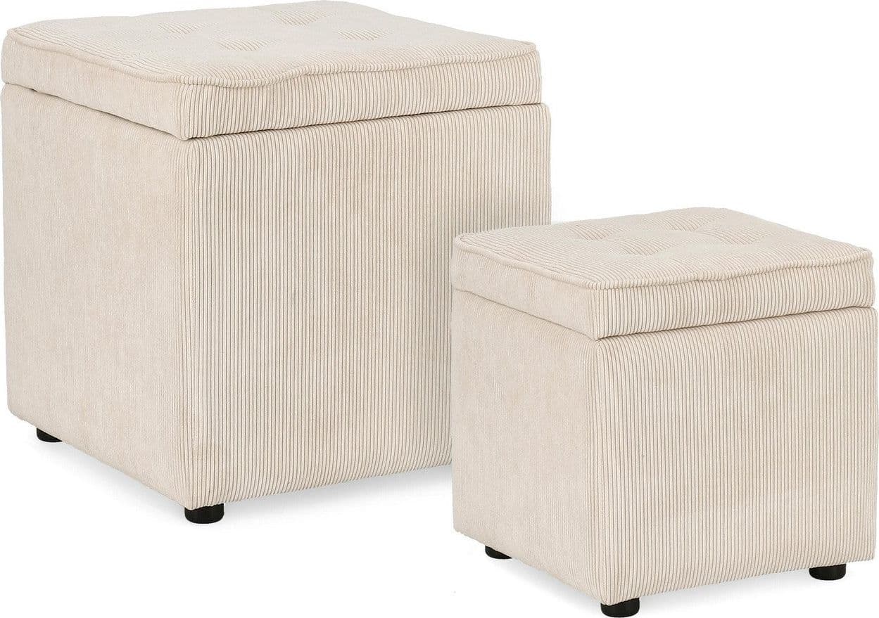 Pouf contenitore "Dylan" struttura in legno di pino rivestimento in poliestere per interno in Ottomane e poggiapiedi Decor Space - Altamura, commercioVirtuoso.it