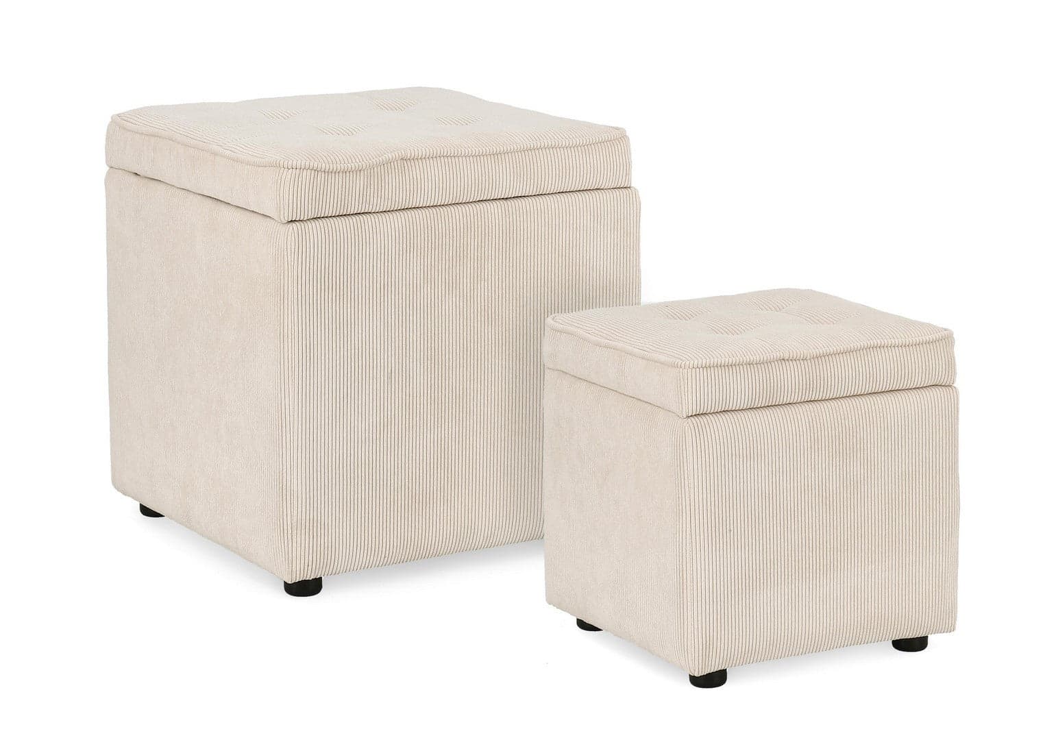 Pouf contenitore "Dylan" struttura in legno di pino rivestimento in poliestere per interno in Ottomane e poggiapiedi Decor Space - Altamura, commercioVirtuoso.it