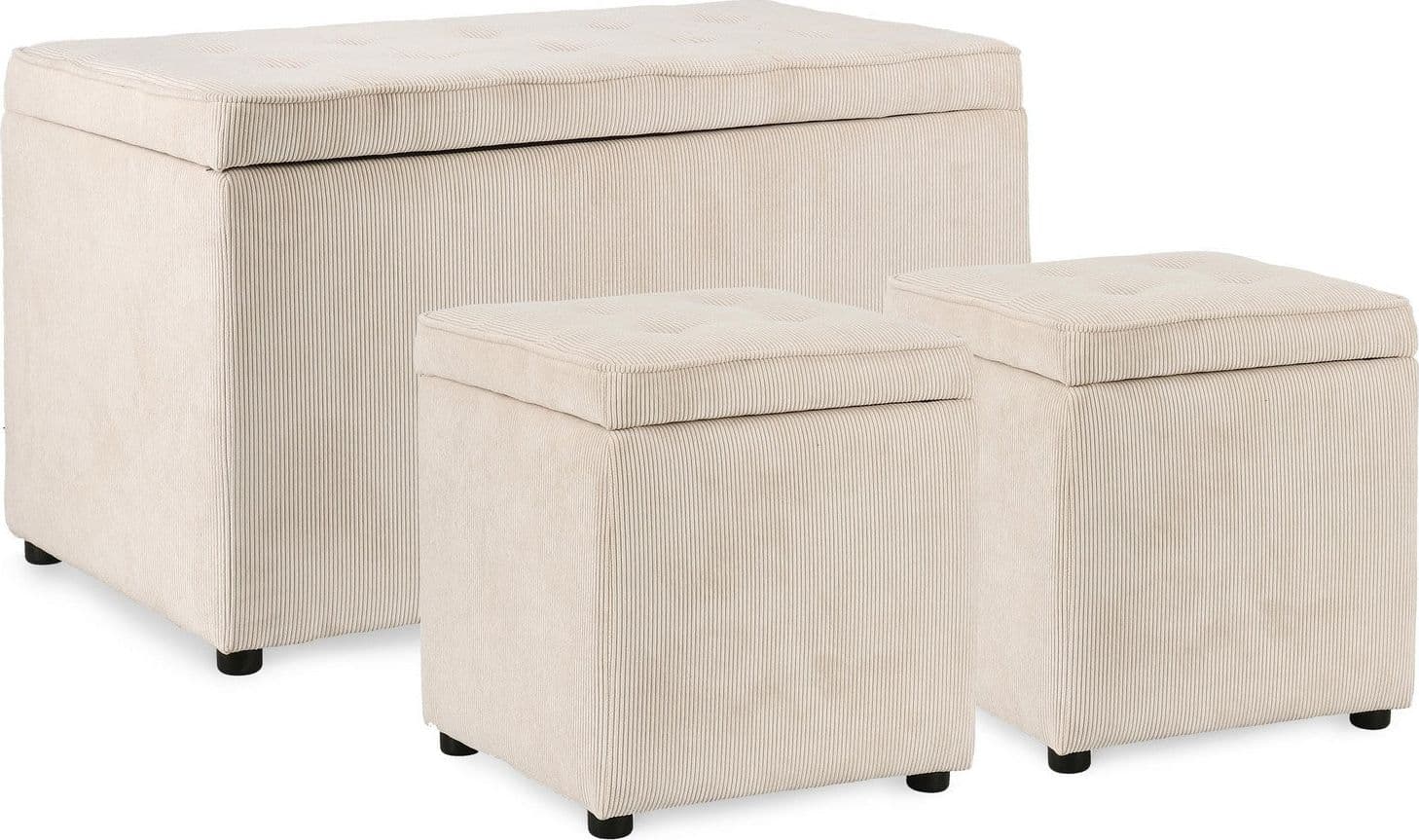 Pouf contenitore "Dylan" struttura in legno di pino rivestimento in poliestere per interno - 21