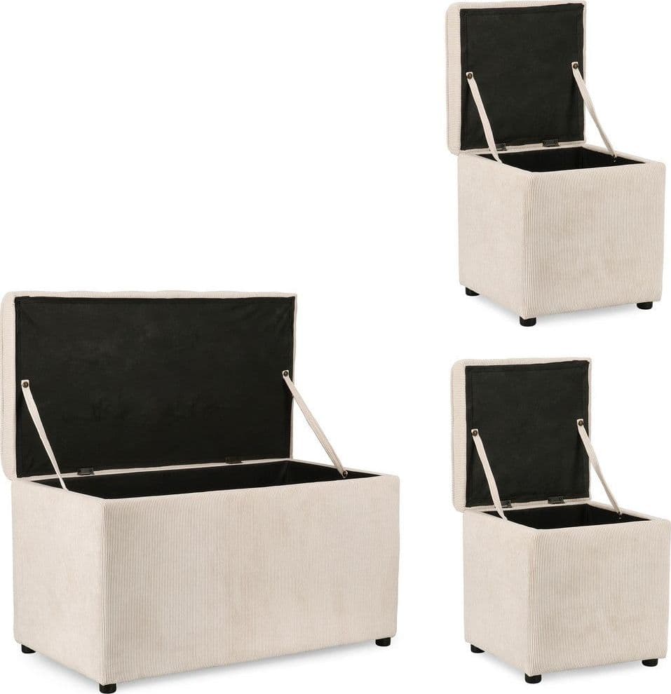 Pouf contenitore "Dylan" struttura in legno di pino rivestimento in poliestere per interno - 22