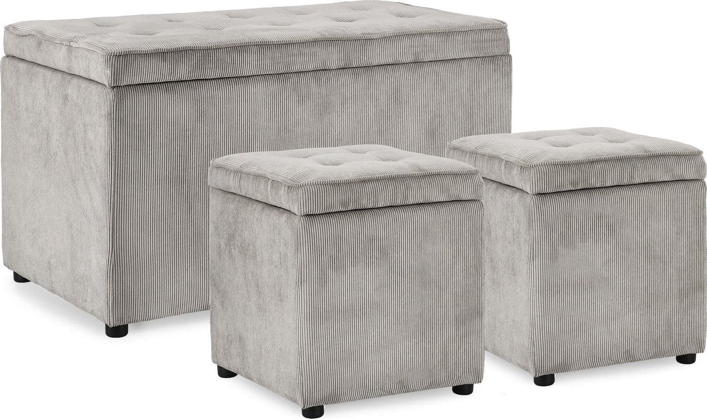 Pouf contenitore "Dylan" struttura in legno di pino rivestimento in poliestere per interno - 25