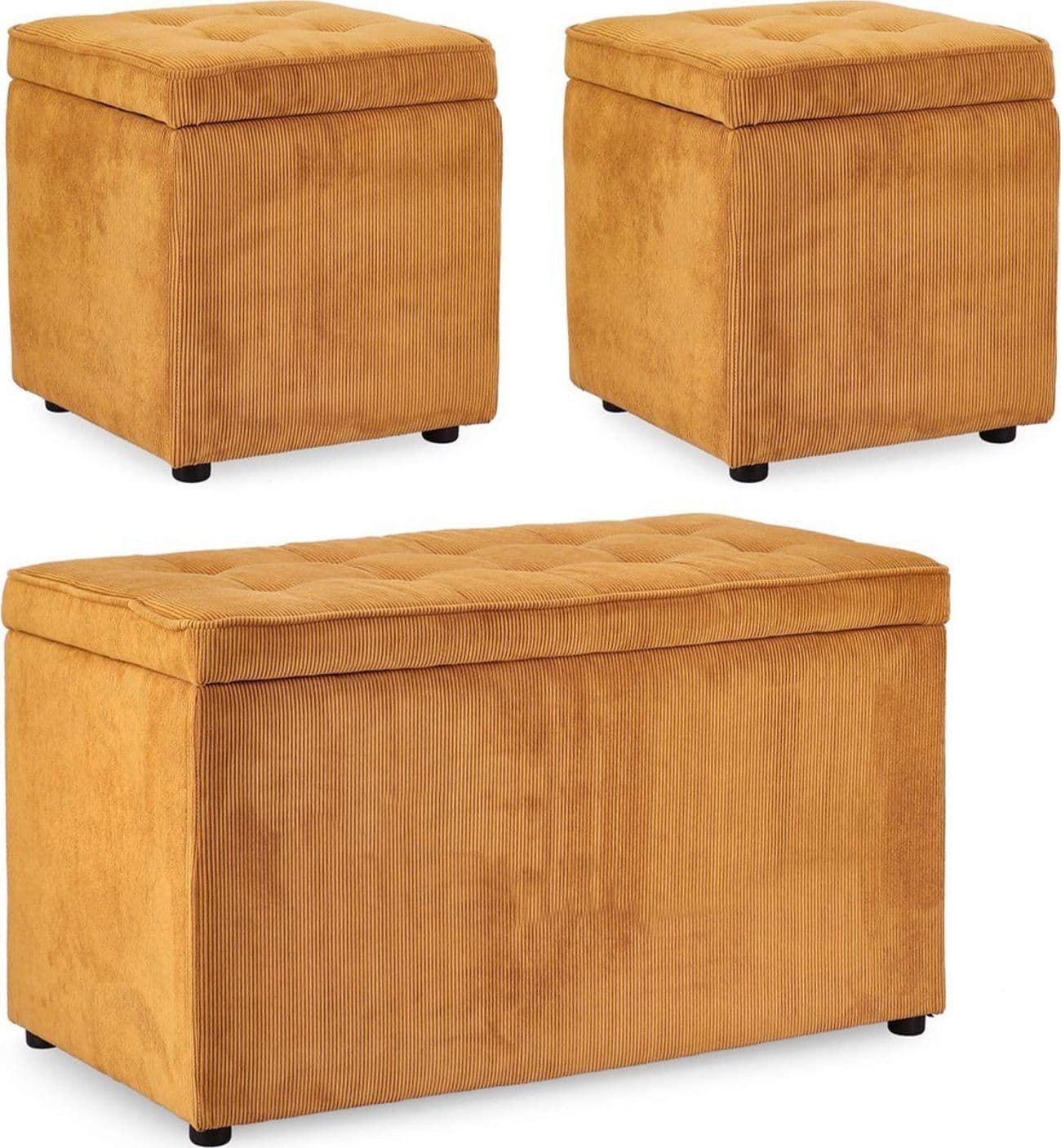 Pouf contenitore "Dylan" struttura in legno di pino rivestimento in poliestere per interno - 27