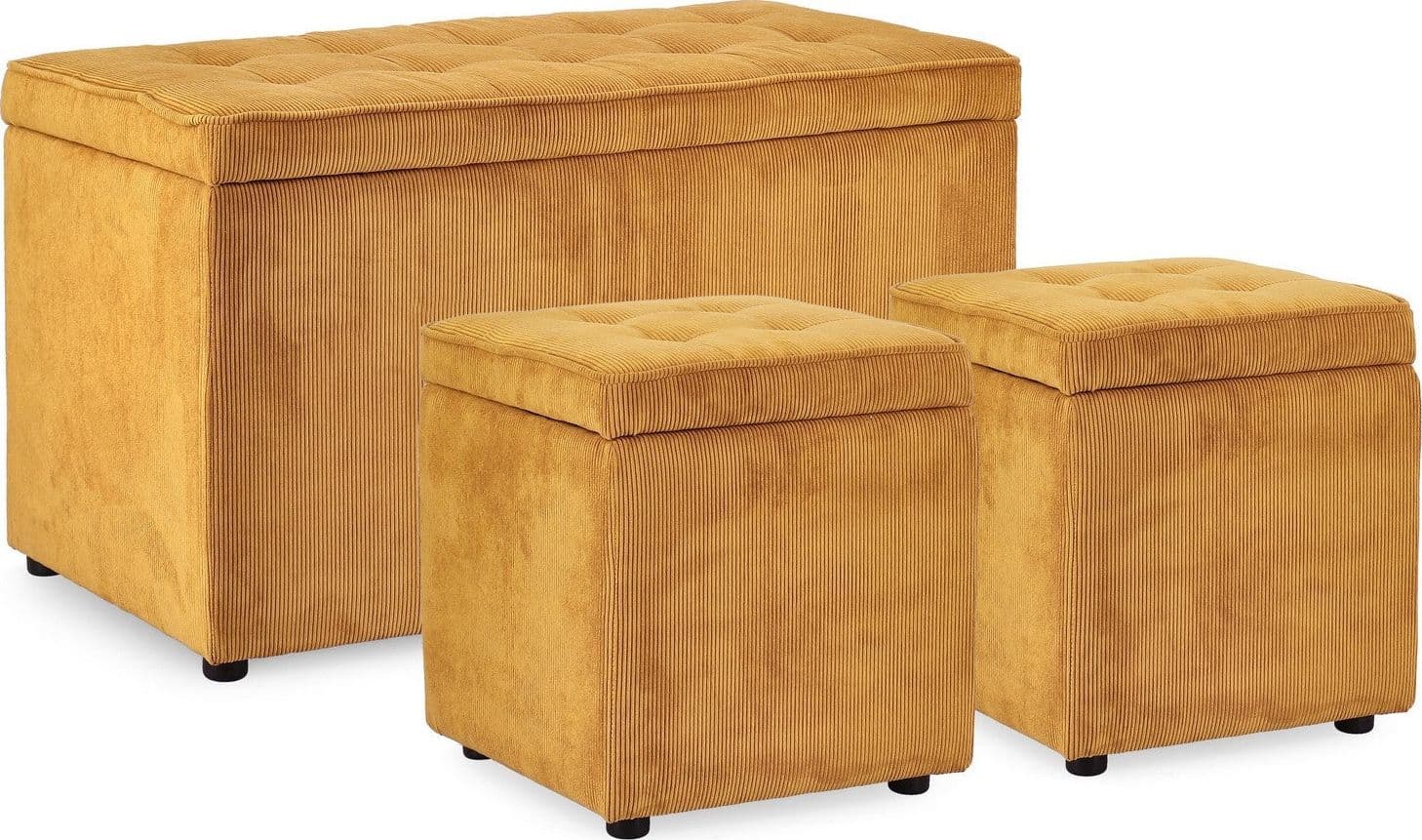 Pouf contenitore "Dylan" struttura in legno di pino rivestimento in poliestere per interno - 30