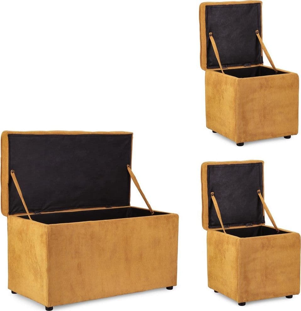 Pouf contenitore "Dylan" struttura in legno di pino rivestimento in poliestere per interno - 31