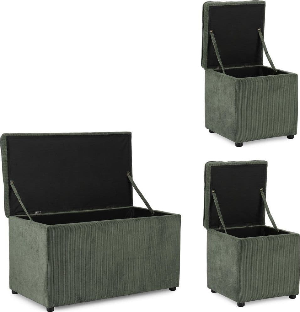Pouf contenitore "Dylan" struttura in legno di pino rivestimento in poliestere per interno - 35