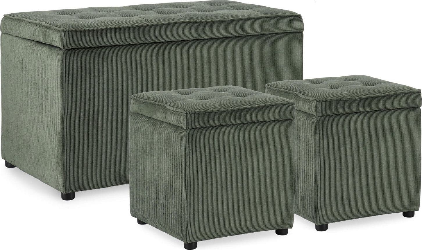 Pouf contenitore "Dylan" struttura in legno di pino rivestimento in poliestere per interno - 37