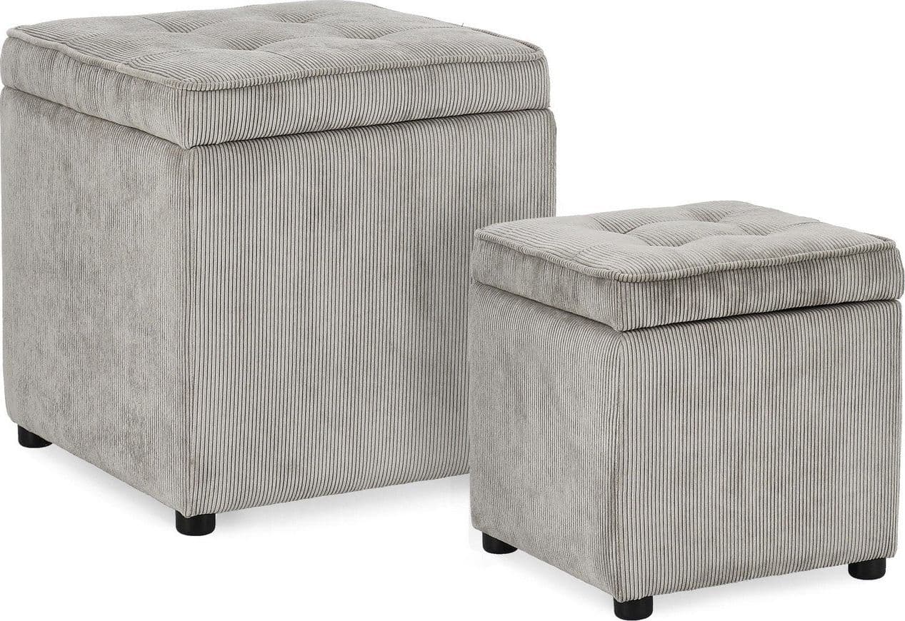 Pouf contenitore "Dylan" struttura in legno di pino rivestimento in poliestere per interno in Ottomane e poggiapiedi Decor Space - Altamura, commercioVirtuoso.it