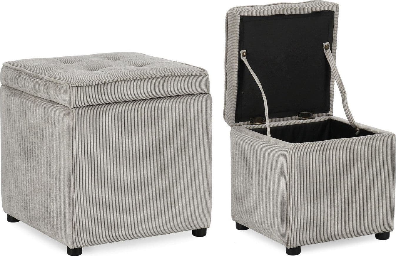 Pouf contenitore "Dylan" struttura in legno di pino rivestimento in poliestere per interno in Ottomane e poggiapiedi Decor Space - Altamura, commercioVirtuoso.it