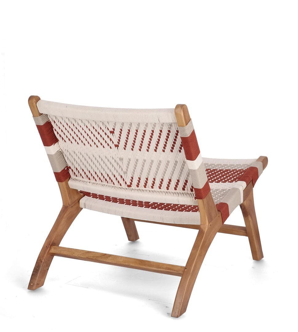 Poltrona "Mirielle" struttura in legno teak seduta e schienale con intreccio in corda per interno in Poltrone Decor Space - Altamura, commercioVirtuoso.it