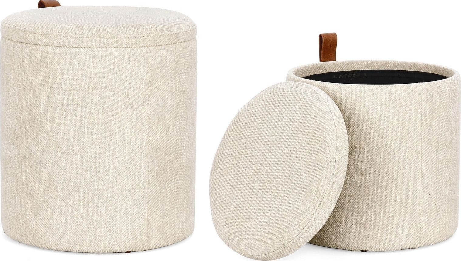 Pouf "Katia" contenitore struttura in MDF rivestimento in poliestere per interno set da 2 in Ottomane e poggiapiedi Decor Space - Altamura, commercioVirtuoso.it